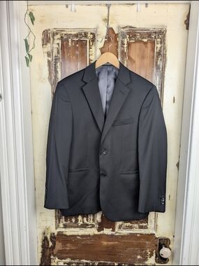 Kenneth Cole AWEARNESS Black Wool Blend Blazer 36 Short Minimalist Androgynous